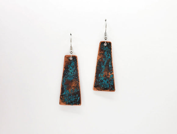 Natural Patina Large Trapezoid Earrings