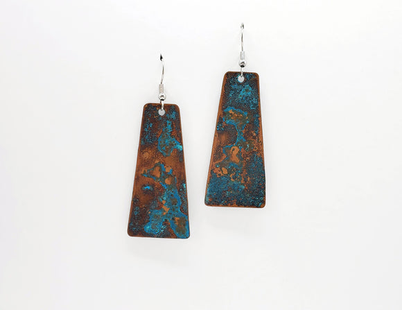 Natural Patina Extra Large Trapezoid Earrings