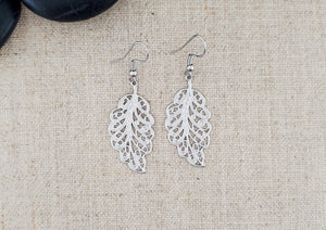 Stainless Steel Filigree Leaf Earrings