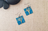 Small Square Embossed Tree Earrings