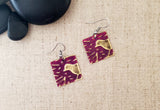 Small Square Embossed Bird Earrings